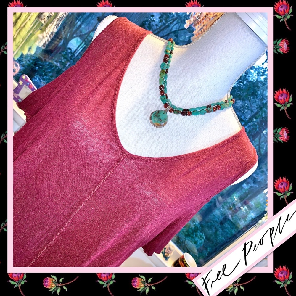 Free People Bittersweet Tee with Shoulder Cutouts EUC in Wine / Burgundy - Picture 9 of 12